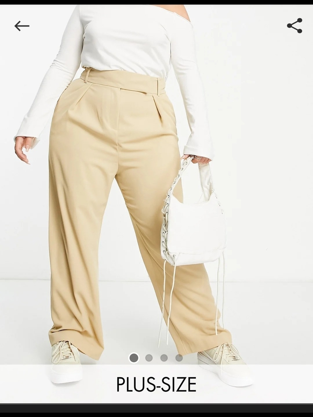 ASOS Curve Wide-Leg High-Waist Trousers in Sand